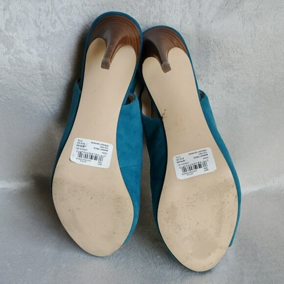 NINE WEST Teal Suede Leather Upper Slingback Heels SIZE: 9M - Picture 11 of 14